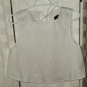 Kourt Women's LINEN White Sleeveless Top NWOT